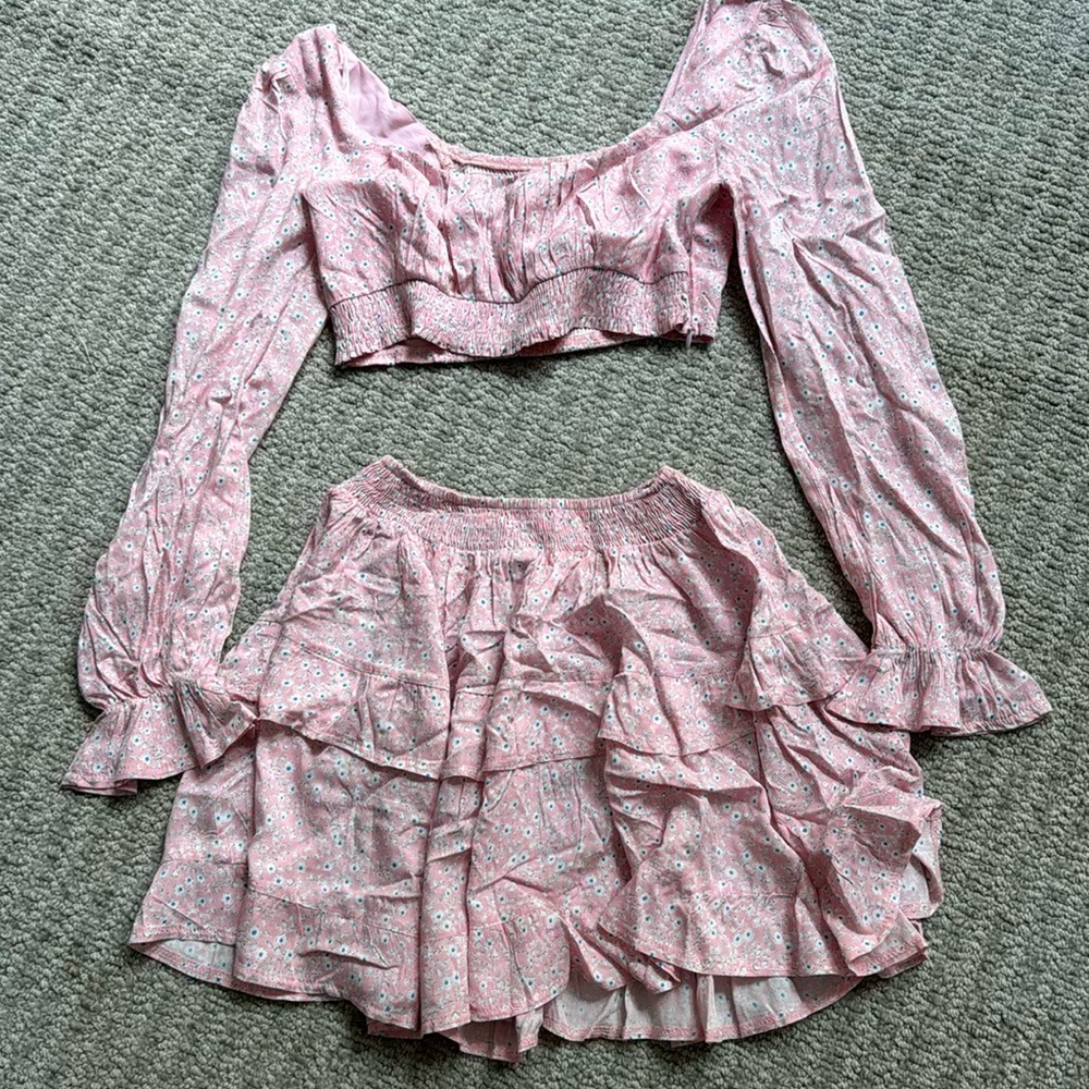 Long Sleeve Skirt and Top Two Piece Set